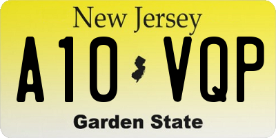 NJ license plate A10VQP