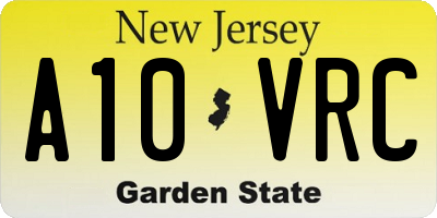 NJ license plate A10VRC