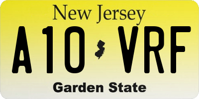 NJ license plate A10VRF