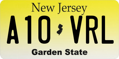 NJ license plate A10VRL