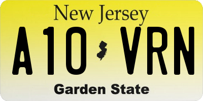 NJ license plate A10VRN