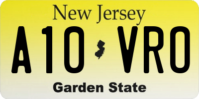 NJ license plate A10VRO