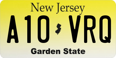 NJ license plate A10VRQ