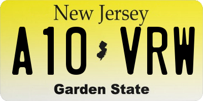 NJ license plate A10VRW