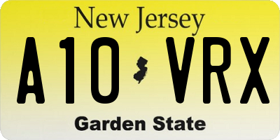 NJ license plate A10VRX