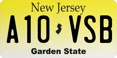 NJ license plate A10VSB