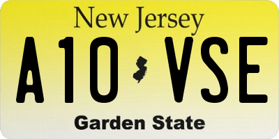NJ license plate A10VSE
