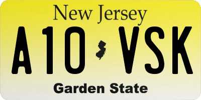 NJ license plate A10VSK