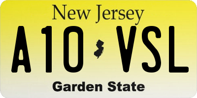 NJ license plate A10VSL