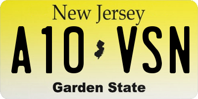 NJ license plate A10VSN