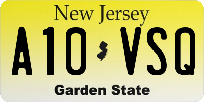 NJ license plate A10VSQ