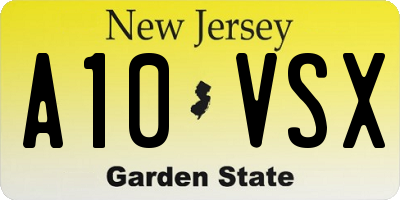 NJ license plate A10VSX