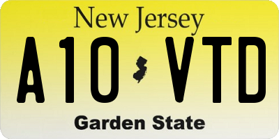 NJ license plate A10VTD