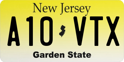 NJ license plate A10VTX