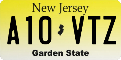 NJ license plate A10VTZ