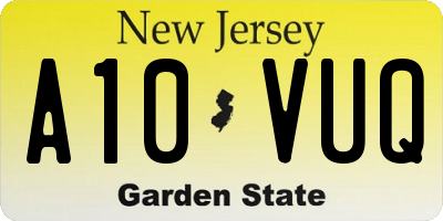 NJ license plate A10VUQ