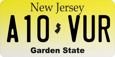 NJ license plate A10VUR