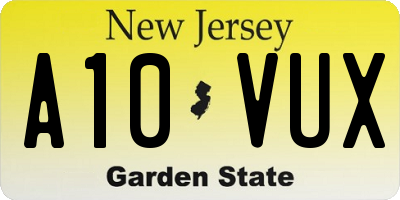 NJ license plate A10VUX