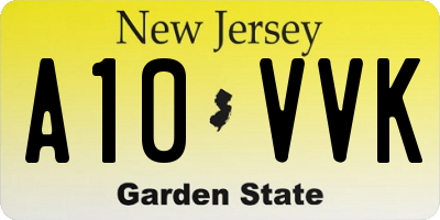 NJ license plate A10VVK