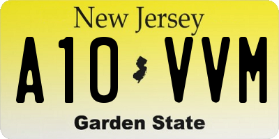 NJ license plate A10VVM