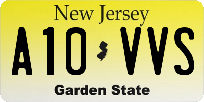 NJ license plate A10VVS