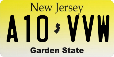NJ license plate A10VVW