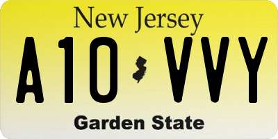 NJ license plate A10VVY