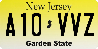 NJ license plate A10VVZ