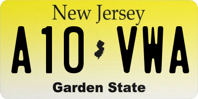 NJ license plate A10VWA