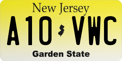 NJ license plate A10VWC