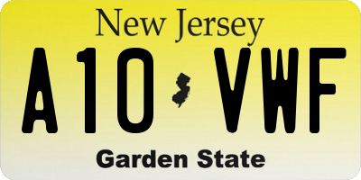 NJ license plate A10VWF