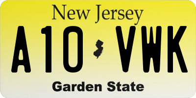 NJ license plate A10VWK