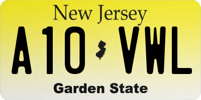 NJ license plate A10VWL