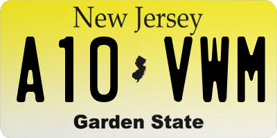 NJ license plate A10VWM