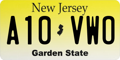 NJ license plate A10VWO