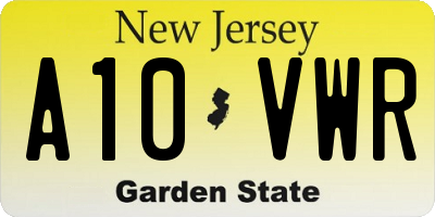 NJ license plate A10VWR