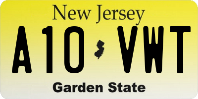 NJ license plate A10VWT