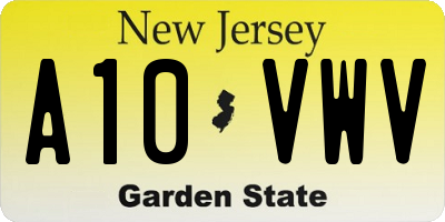 NJ license plate A10VWV