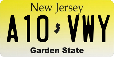 NJ license plate A10VWY