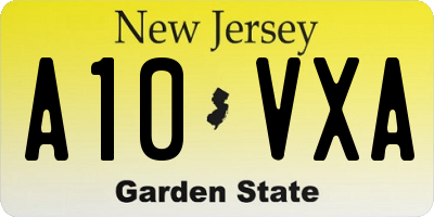 NJ license plate A10VXA