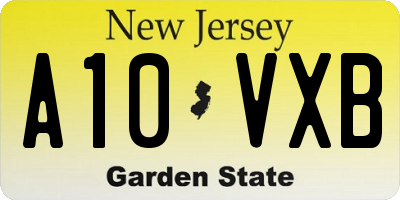 NJ license plate A10VXB