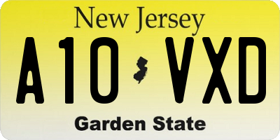 NJ license plate A10VXD