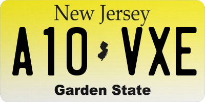 NJ license plate A10VXE