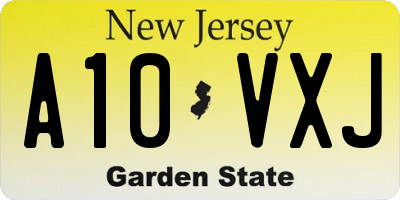 NJ license plate A10VXJ