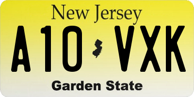NJ license plate A10VXK
