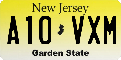 NJ license plate A10VXM