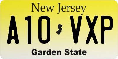 NJ license plate A10VXP