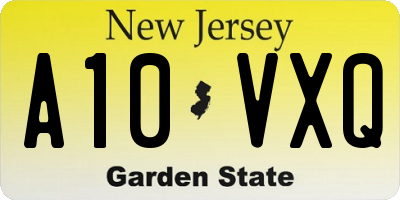 NJ license plate A10VXQ