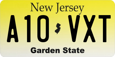 NJ license plate A10VXT