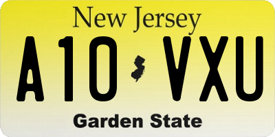 NJ license plate A10VXU